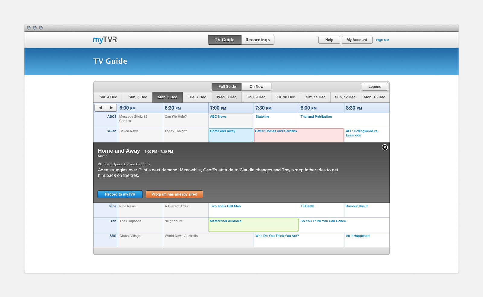 Desktop TV Guide