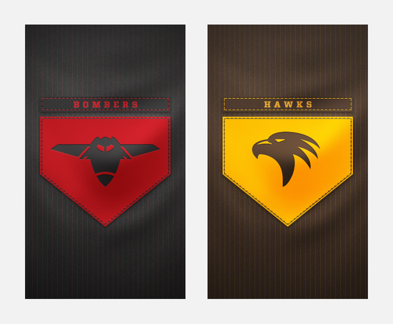 Bombers and Hawks splash screens