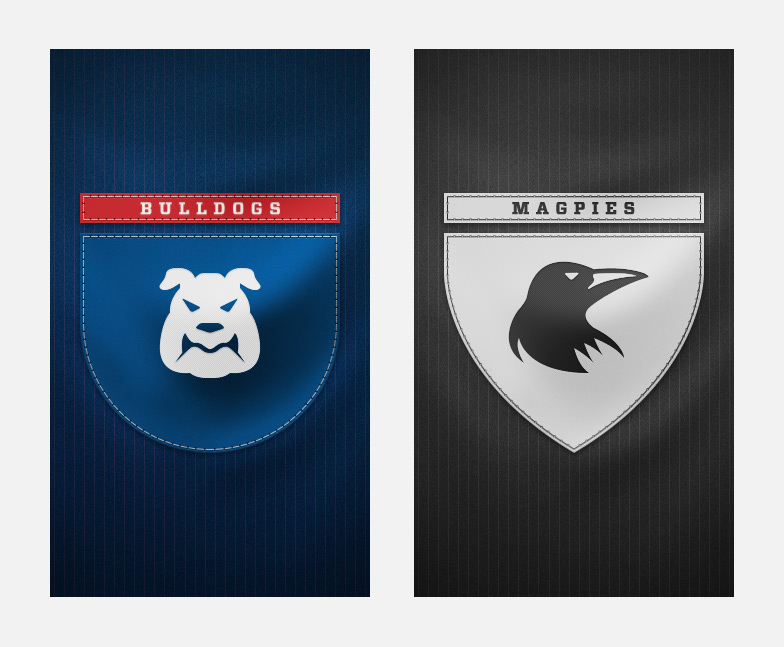 Bulldogs and Magpies splash screens