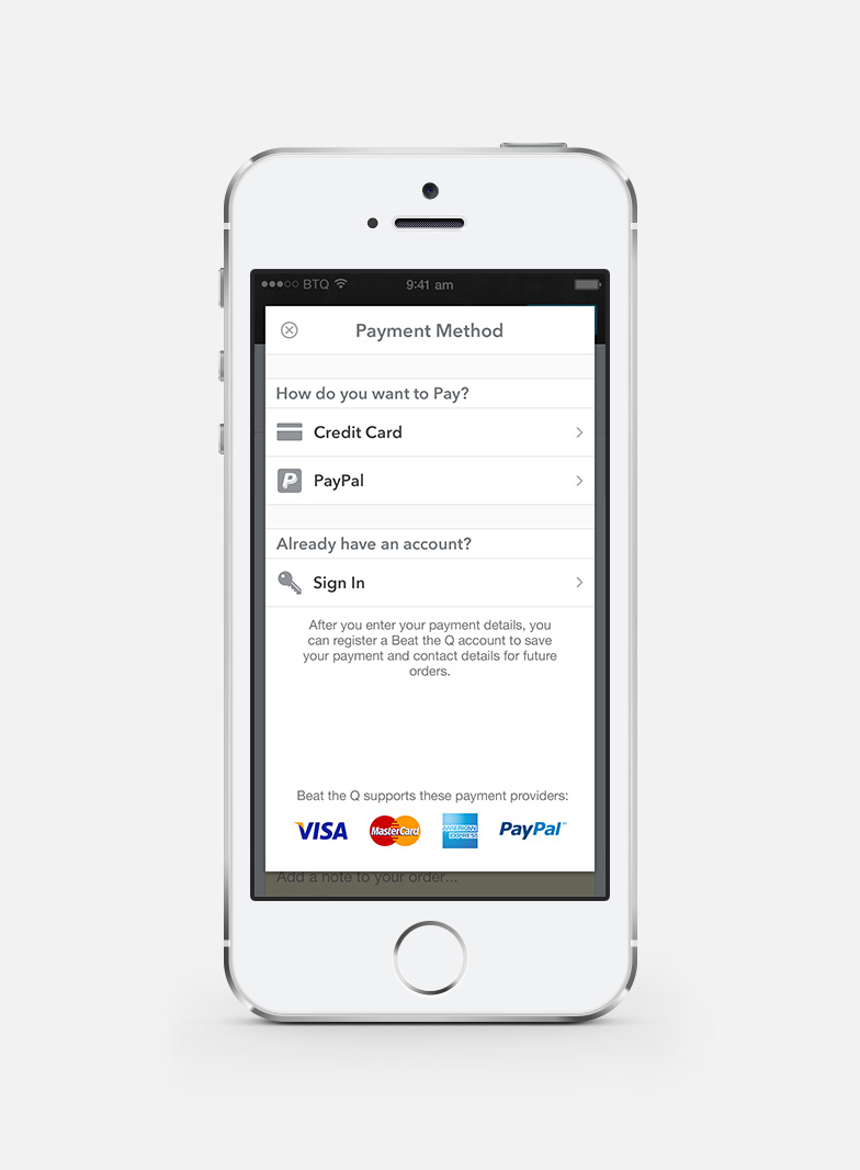 04 If a new user tries to place an order without providing payment details, a dialog will appear with contextual content.